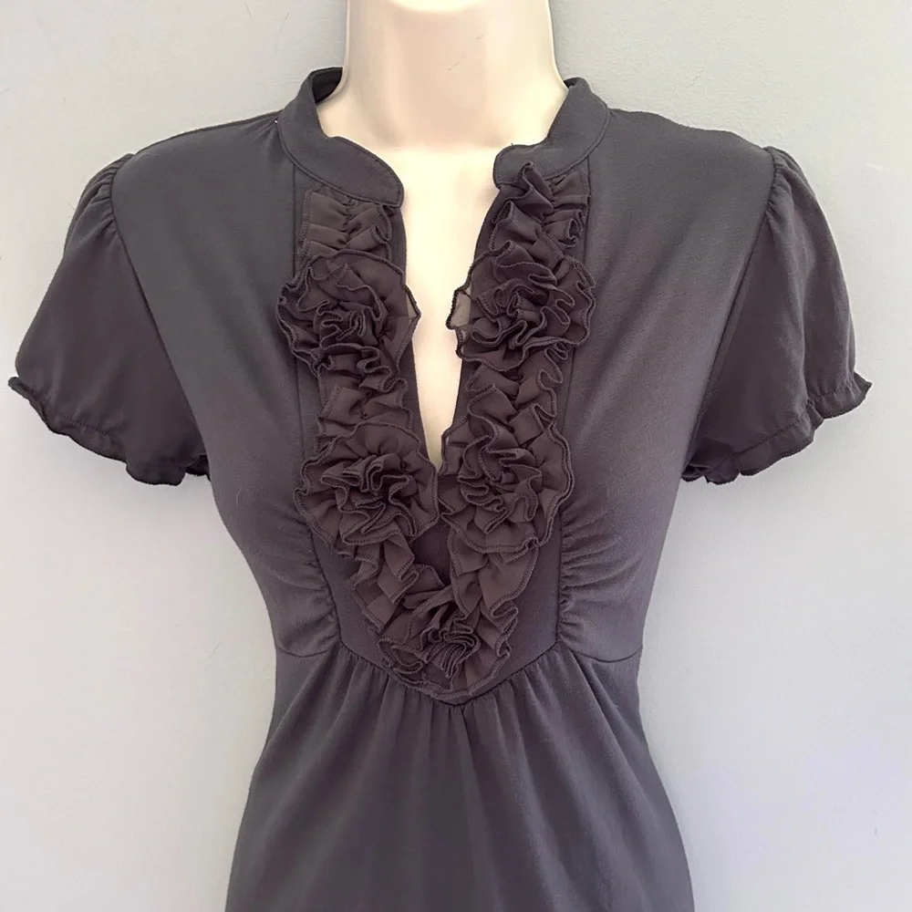 Y2K Vintage Ruffled Babydoll Top Purple Gray Size Medium - Picture 2 of 12